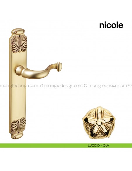Maniglia per porta con placca Nicole Poggi Mariani lucido - OLV cieca