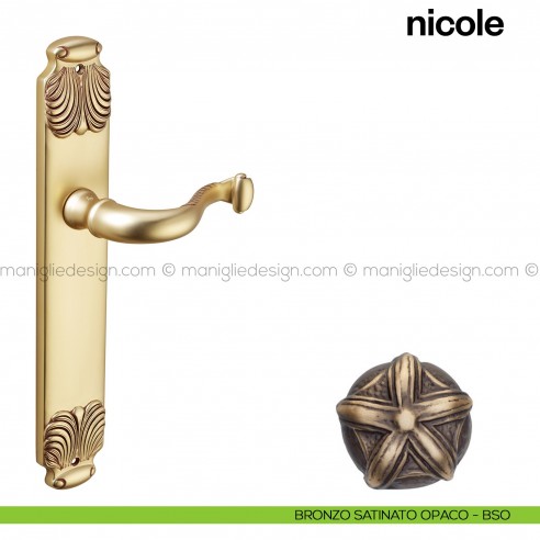 Maniglia per porta con placca Nicole Poggi Mariani bronzo satinato opaco - BSO cieca