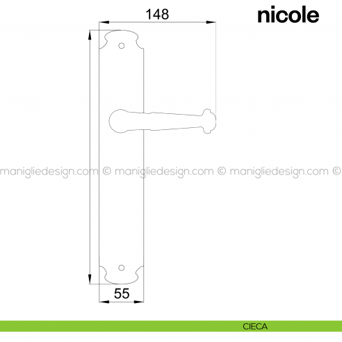 Maniglia per porta con placca Nicole Poggi Mariani cieca