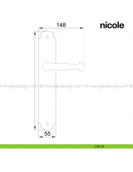 Maniglia per porta con placca Nicole Poggi Mariani cieca