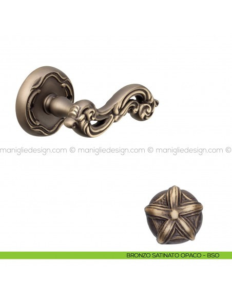 Maniglia per porta Ninfa Poggi Mariani con rosetta tonda bronzo satinato opaco - BSO