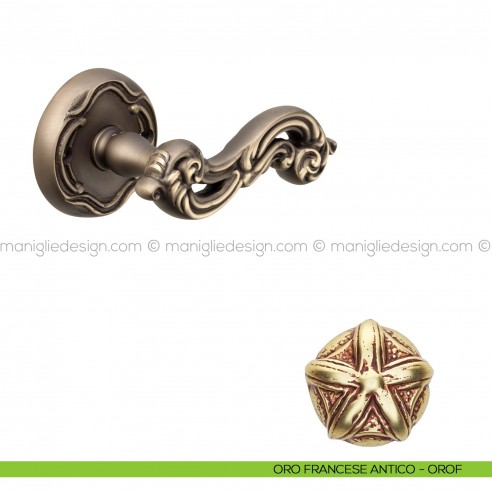 Maniglia per porta Ninfa Poggi Mariani con rosetta tonda oro francese antico - OROF