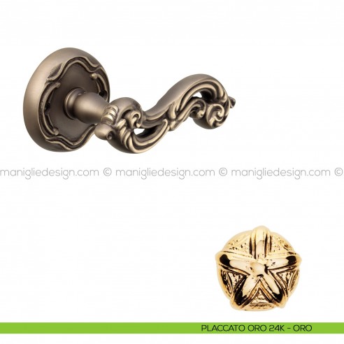 Maniglia per porta Ninfa Poggi Mariani con rosetta tonda placcato oro 24K - ORO