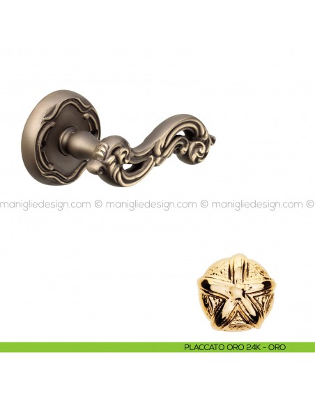 Maniglia per porta Ninfa Poggi Mariani con rosetta tonda placcato oro 24K - ORO