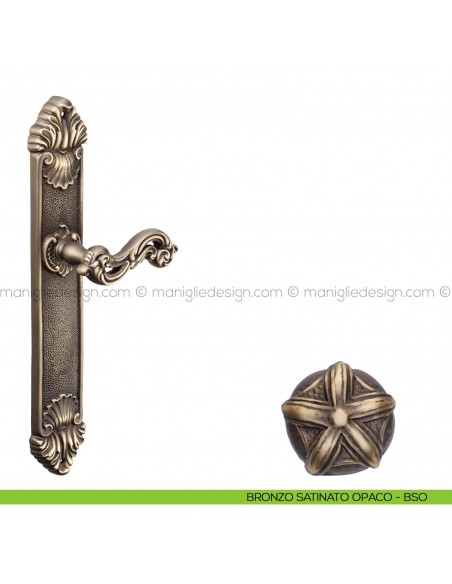 Maniglia per porta con placca Ninfa Poggi Mariani bronzo satinato opaco - BSO cieca