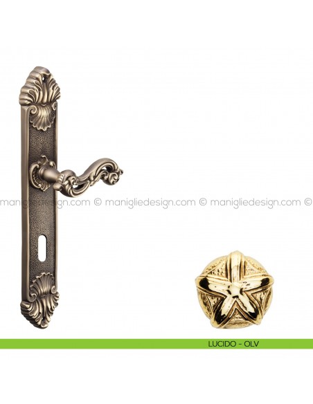 Maniglia per porta con placca Ninfa Poggi Mariani lucido - OLV foro patent