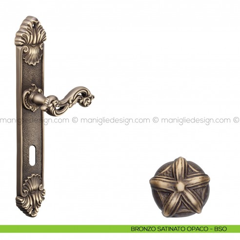 Maniglia per porta con placca Ninfa Poggi Mariani bronzo satinato opaco - BSO foro patent