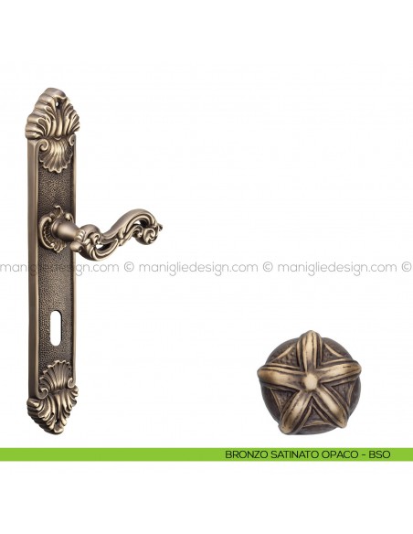 Maniglia per porta con placca Ninfa Poggi Mariani bronzo satinato opaco - BSO foro patent