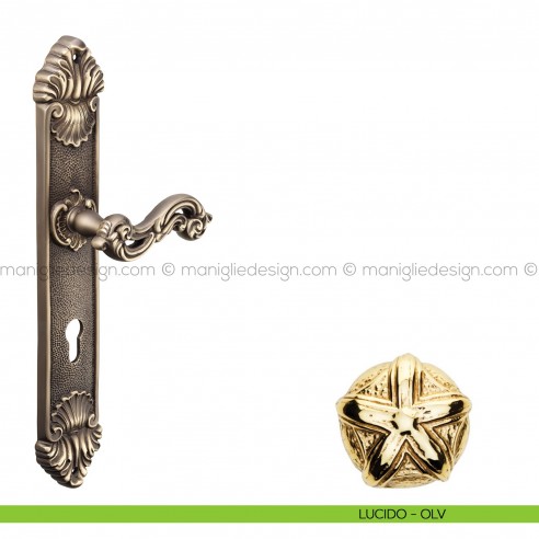 Maniglia per porta con placca Ninfa Poggi Mariani lucido - OLV foro yale