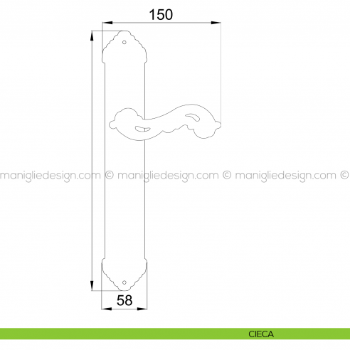 Maniglia per porta con placca Ninfa Poggi Mariani cieca