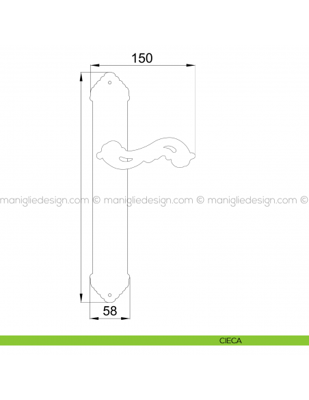 Maniglia per porta con placca Ninfa Poggi Mariani cieca