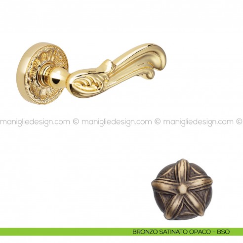 Maniglia per porta Ning Poggi Mariani con rosetta tonda bronzo satinato opaco - BSO