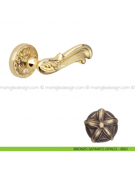 Maniglia per porta Ning Poggi Mariani con rosetta tonda bronzo satinato opaco - BSO