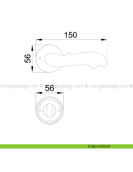 Maniglia per porta Ning Poggi Mariani con rosetta tonda foro patent