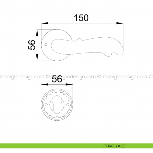 Maniglia per porta Ning Poggi Mariani con rosetta tonda foro yale