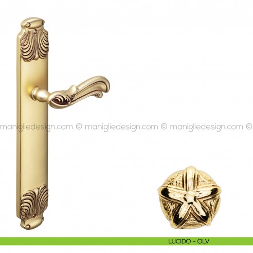 Maniglia per porta con placca Ning Poggi Mariani lucido - OLV cieca