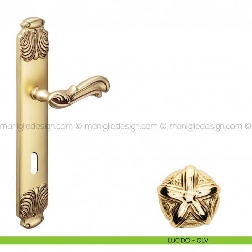 Maniglia per porta con placca Ning Poggi Mariani lucido - OLV foro patent