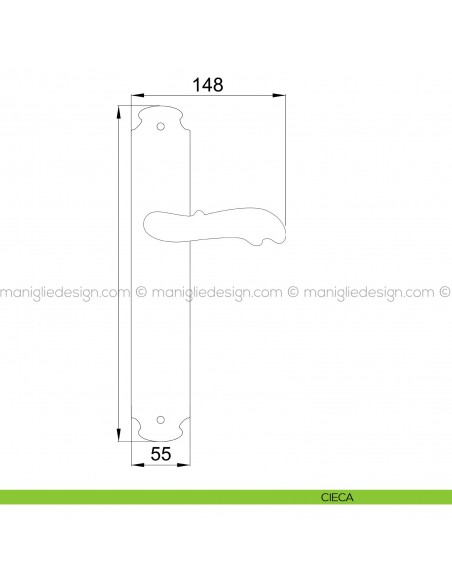 Maniglia per porta con placca Ning Poggi Mariani cieca