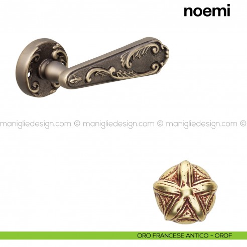 Maniglia per porta Noemi Poggi Mariani con rosetta tonda oro francese - OROF