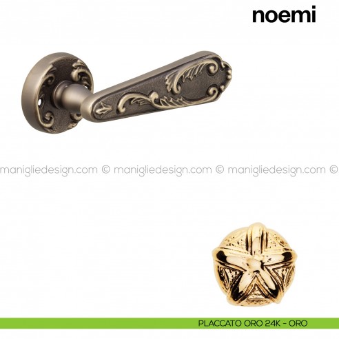 Maniglia per porta Noemi Poggi Mariani con rosetta tonda placcato oro 24K - ORO