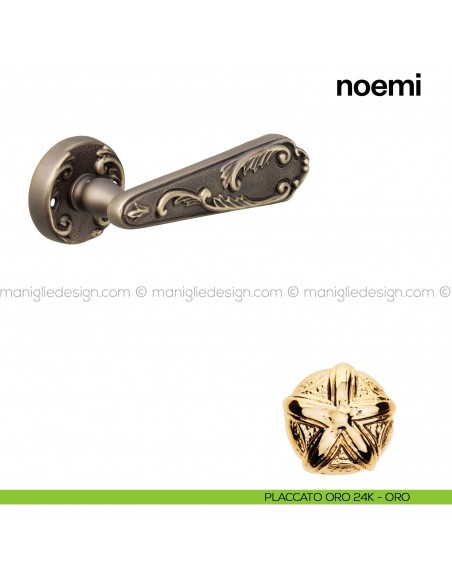 Maniglia per porta Noemi Poggi Mariani con rosetta tonda placcato oro 24K - ORO