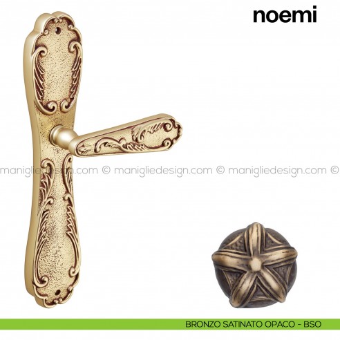 Maniglia per porta con placca Noemi Poggi Mariani bronzo satinato opaco - BSO cieca