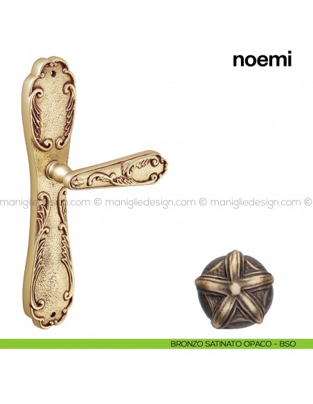 Maniglia per porta con placca Noemi Poggi Mariani bronzo satinato opaco - BSO cieca