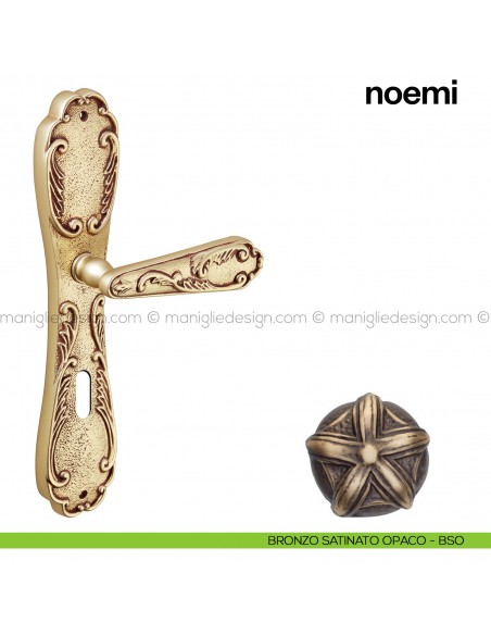 Maniglia per porta con placca Noemi Poggi Mariani bronzo satinato opaco - BSO foro patent