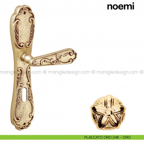 Maniglia per porta con placca Noemi Poggi Mariani placcato oro 24K - ORO foro patent
