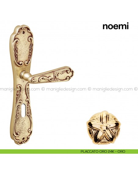 Maniglia per porta con placca Noemi Poggi Mariani placcato oro 24K - ORO foro patent