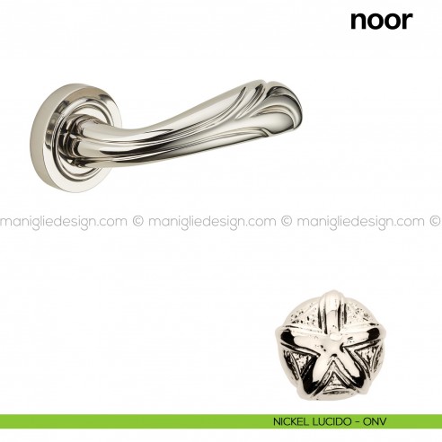 Maniglia per porta Noor Poggi Mariani con rosetta nickel lucido - ONV