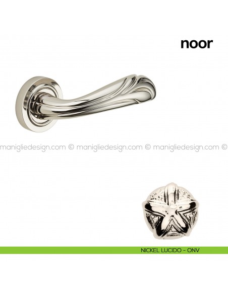 Maniglia per porta Noor Poggi Mariani con rosetta nickel lucido - ONV