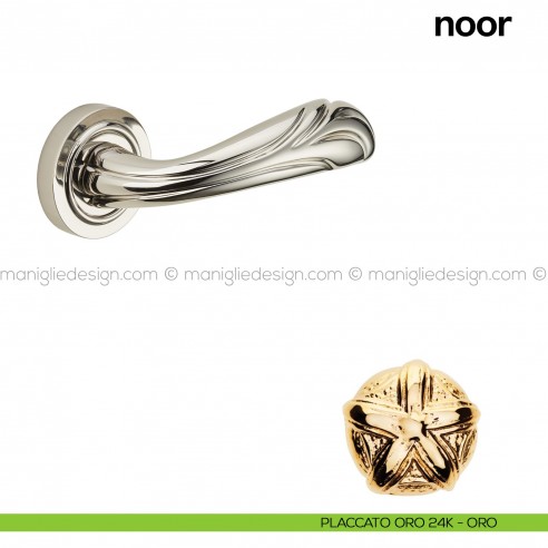 Maniglia per porta Noor Poggi Mariani con rosetta placcato oro 24K - ORO