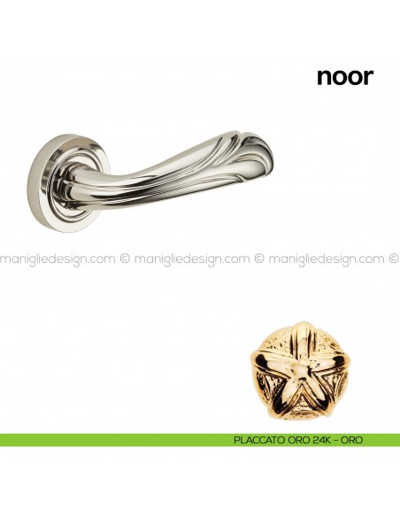 Maniglia per porta Noor Poggi Mariani con rosetta placcato oro 24K - ORO