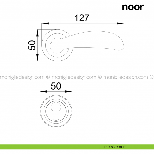 Maniglia per porta Noor Poggi Mariani con rosetta foro yale