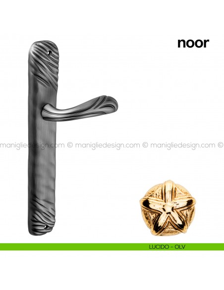 Maniglia per porta con placca Noor Poggi Mariani lucido - OLV cieca