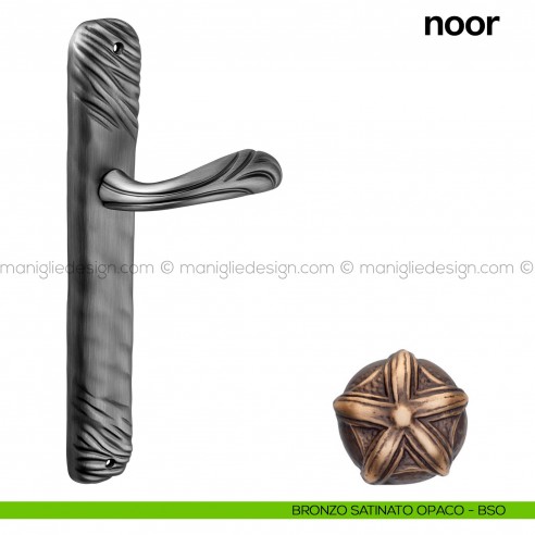 Maniglia per porta con placca Noor Poggi Mariani bronzo satinato opaco - BSO cieca