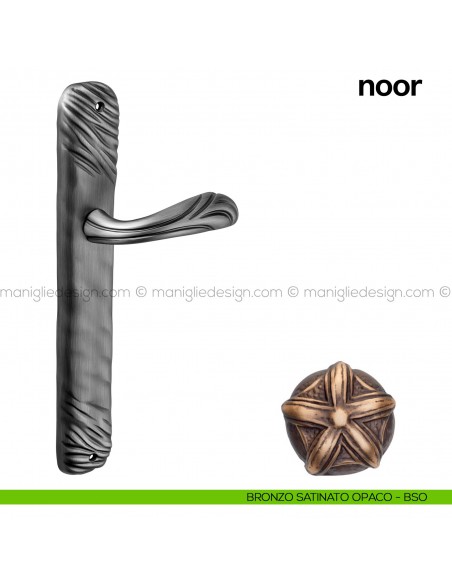 Maniglia per porta con placca Noor Poggi Mariani bronzo satinato opaco - BSO cieca
