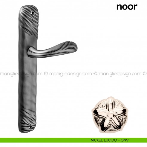 Maniglia per porta con placca Noor Poggi Mariani nickel lucido - ONV cieca