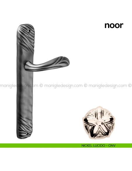 Maniglia per porta con placca Noor Poggi Mariani nickel lucido - ONV cieca