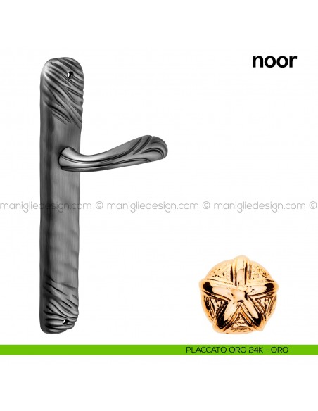 Maniglia per porta con placca Noor Poggi Mariani placcato oro 24K - ORO cieca