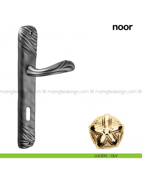 Maniglia per porta con placca Noor Poggi Mariani lucido - OLV foro patent