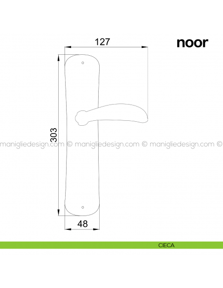 Maniglia per porta con placca Noor Poggi Mariani cieca