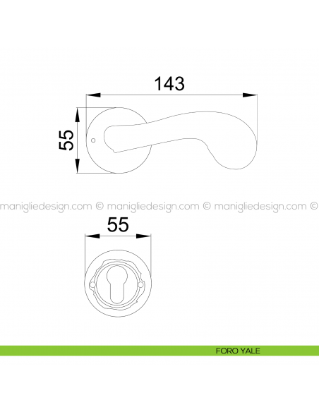 Maniglia per porta Olimpia Poggi Mariani con rosetta tonda foro yale