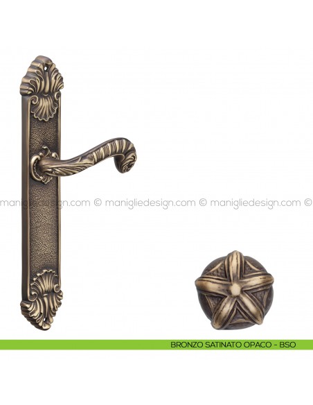 Maniglia per porta con placca Olimpia Poggi Mariani bronzo satinato opaco - BSO cieca