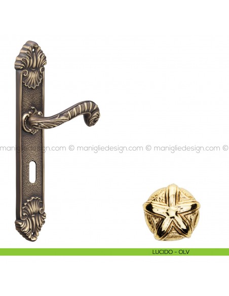 Maniglia per porta con placca Olimpia Poggi Mariani lucido - OLV foro patent