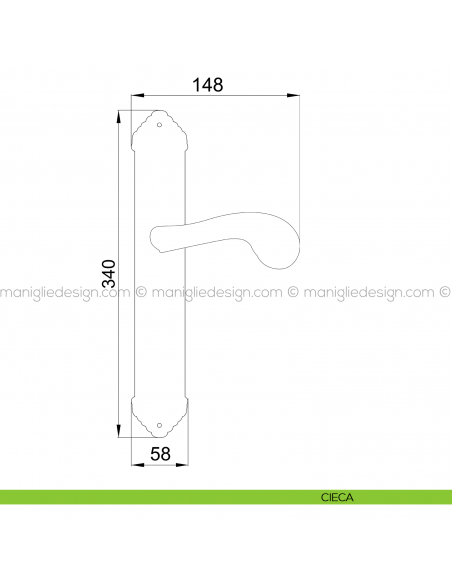 Maniglia per porta con placca Olimpia Poggi Mariani cieca