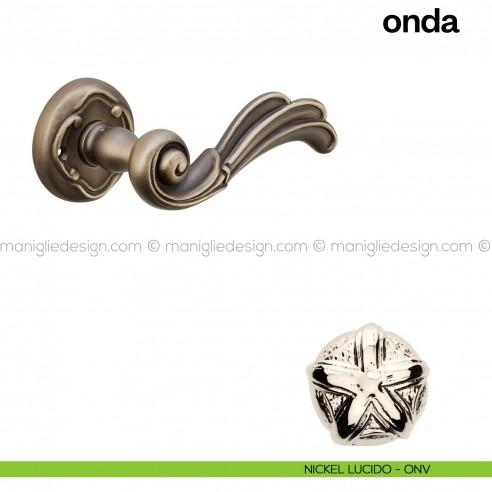 Maniglia per porta Onda Poggi Mariani con rosetta tonda nickel lucido - ONV