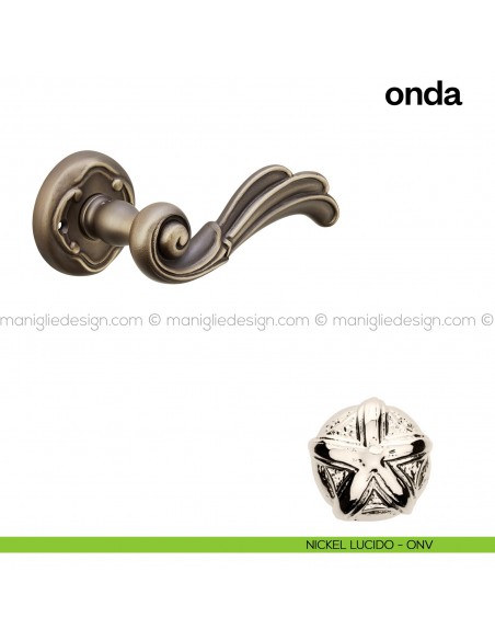 Maniglia per porta Onda Poggi Mariani con rosetta tonda nickel lucido - ONV