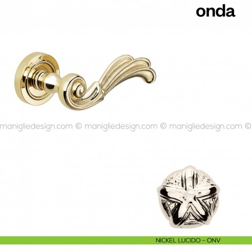 Maniglia per porta Onda Poggi Mariani con rosetta semplice nickel lucido - ONV